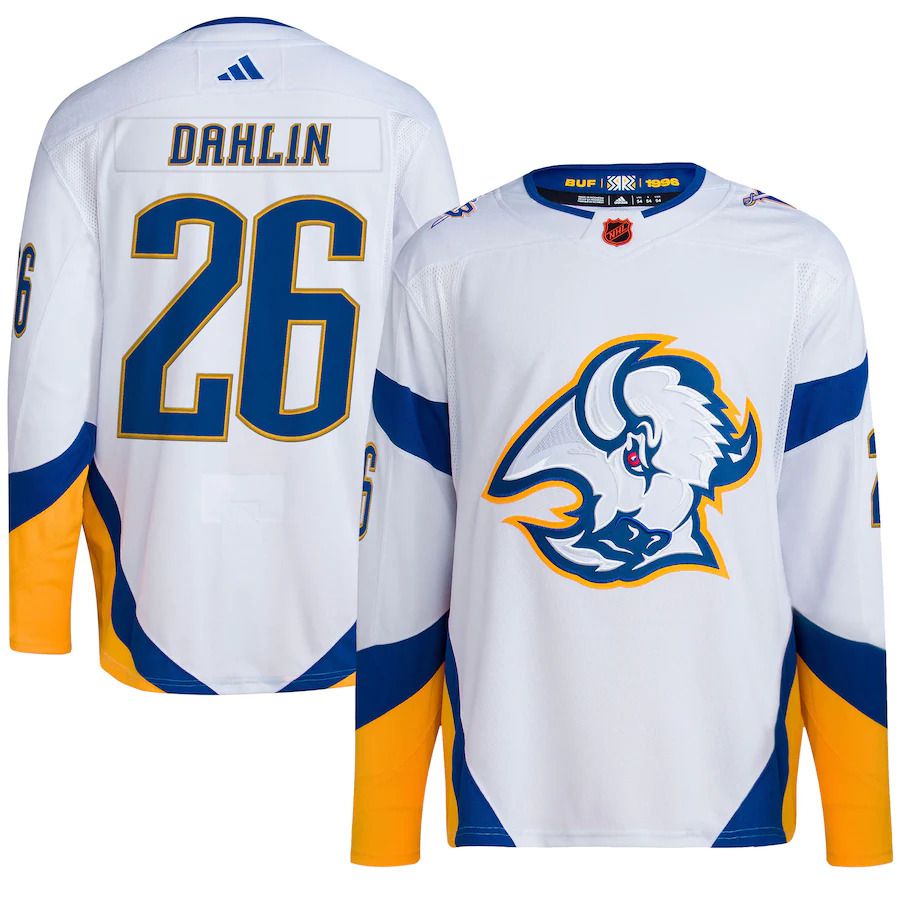Men Buffalo Sabres #26 Rasmus Dahlin Adidas White Reverse Retro Authentic Player 2022 NHL Jersey->customized nhl jersey->Custom Jersey